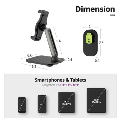 Easy Mount - Detachable Tablet & Cell Phone Holder (Short Arm / Pencil Base + Wall Base)